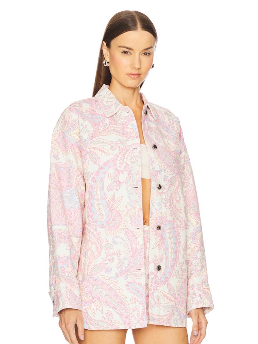 Retrofete Aurelie Denim Shirt in Pastel Paisley - Picture 2 of 8